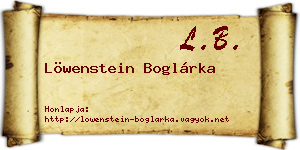 Löwenstein Boglárka névjegykártya